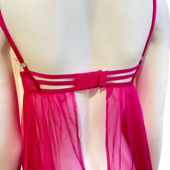 VICTORIA'S SECRET Soft Pink and Fuschia Lace Babydoll Bra Top, size 34B - Picture 10 of 15